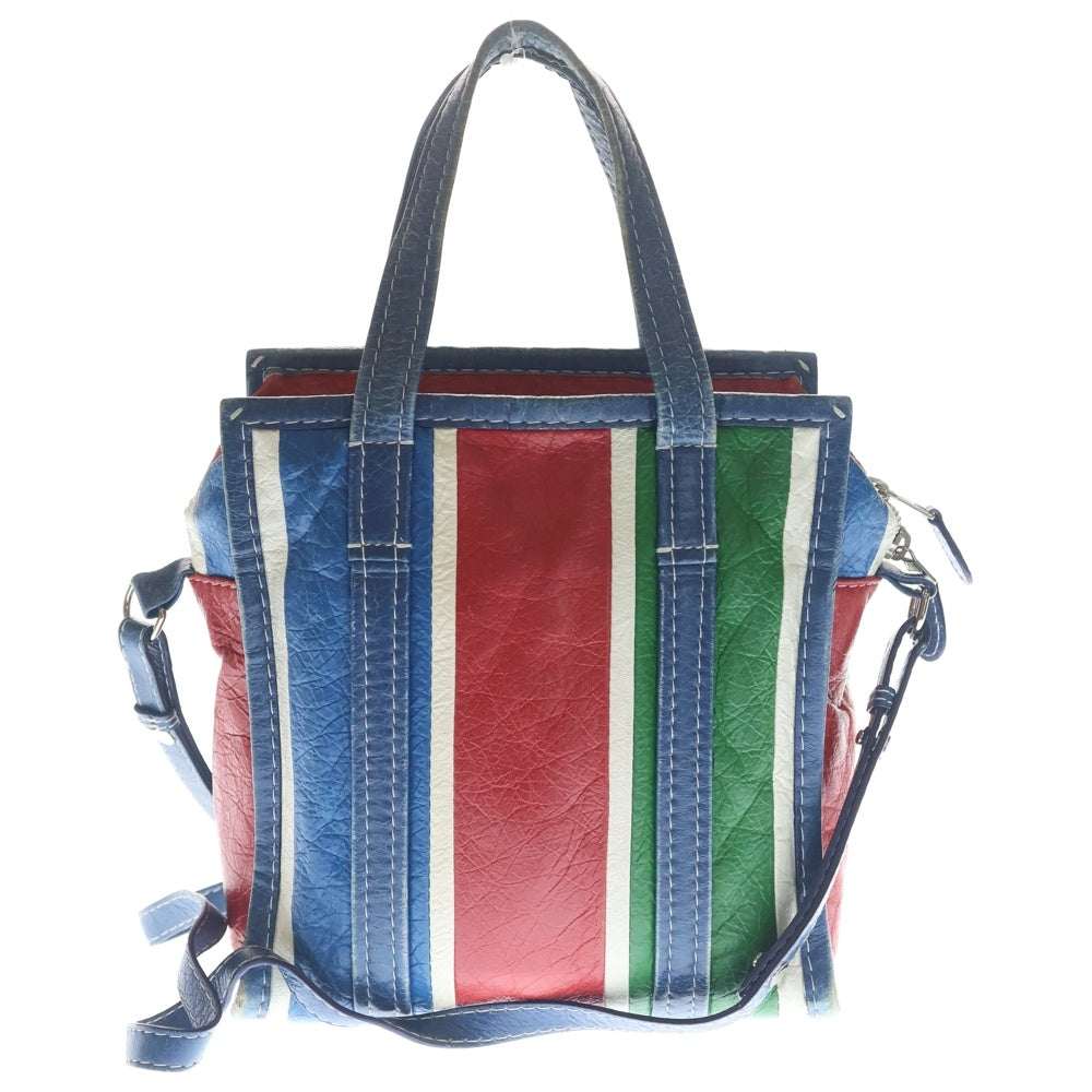 BALENCIAGA(バレンシアガ) バザールショッパーXS レザー マルチカラー 2WAY ハンド トートバッグ シルバー金具 ブルー/レッド 452458