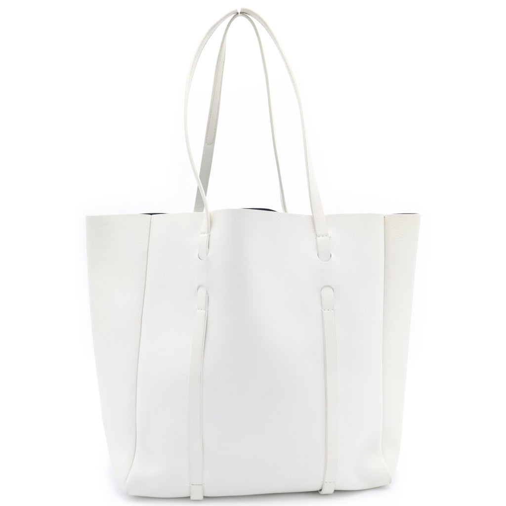 BALENCIAGA(バレンシアガ) エブリデイトートS ロゴプリント レザー トートバッグ ホワイト 475199