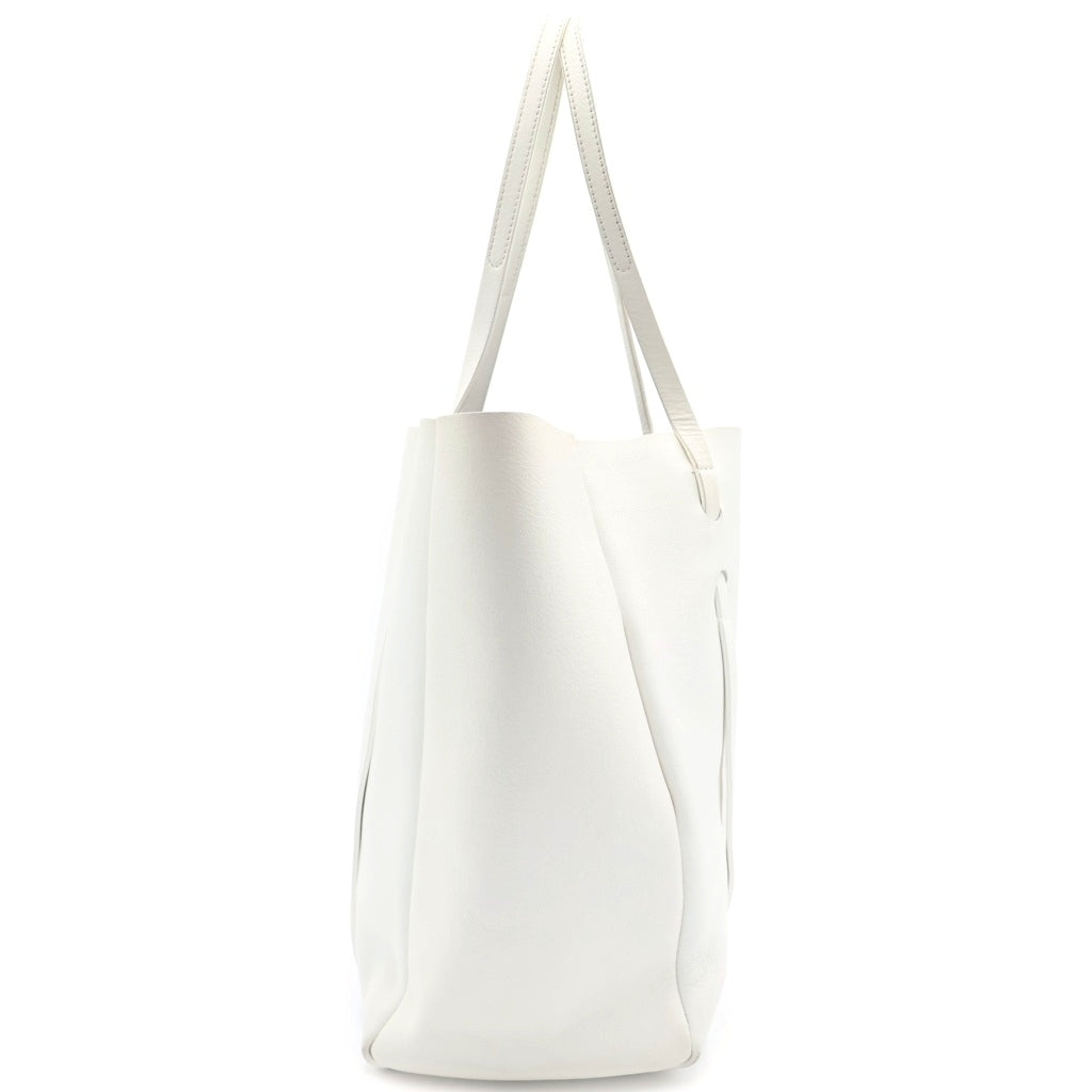BALENCIAGA(バレンシアガ) エブリデイトートS ロゴプリント レザー トートバッグ ホワイト 475199