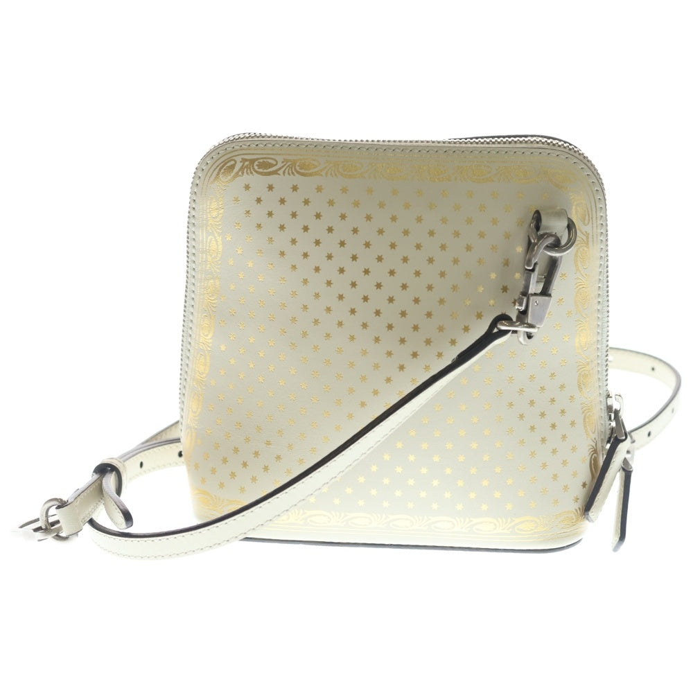 GUCCI(グッチ) ロゴプリント レザー ショルダーバッグ シルバー金具 アイボリー 511189 レディース