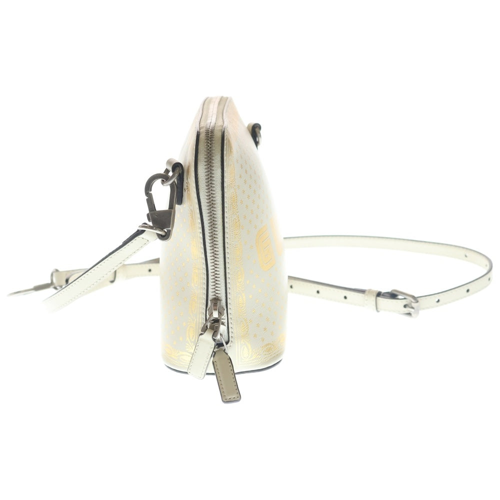 GUCCI(グッチ) ロゴプリント レザー ショルダーバッグ シルバー金具 アイボリー 511189 レディース