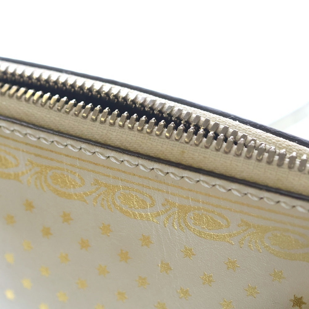 GUCCI(グッチ) ロゴプリント レザー ショルダーバッグ シルバー金具 アイボリー 511189 レディース