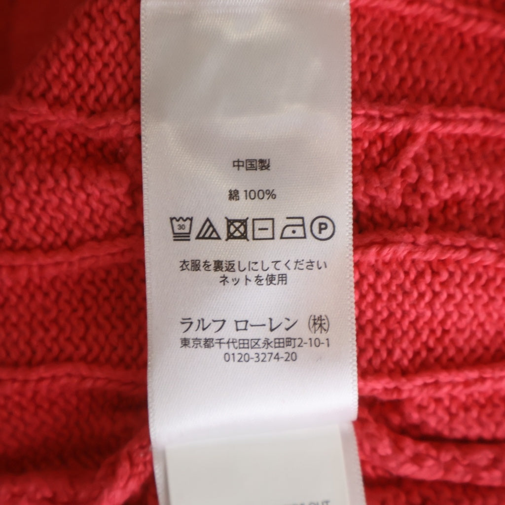 POLO RALPH LAUREN(ポロラルフローレン) ワンポイントロゴ刺繍 クルーネック プルオーバー 長袖ニット セーター ピンク レディース