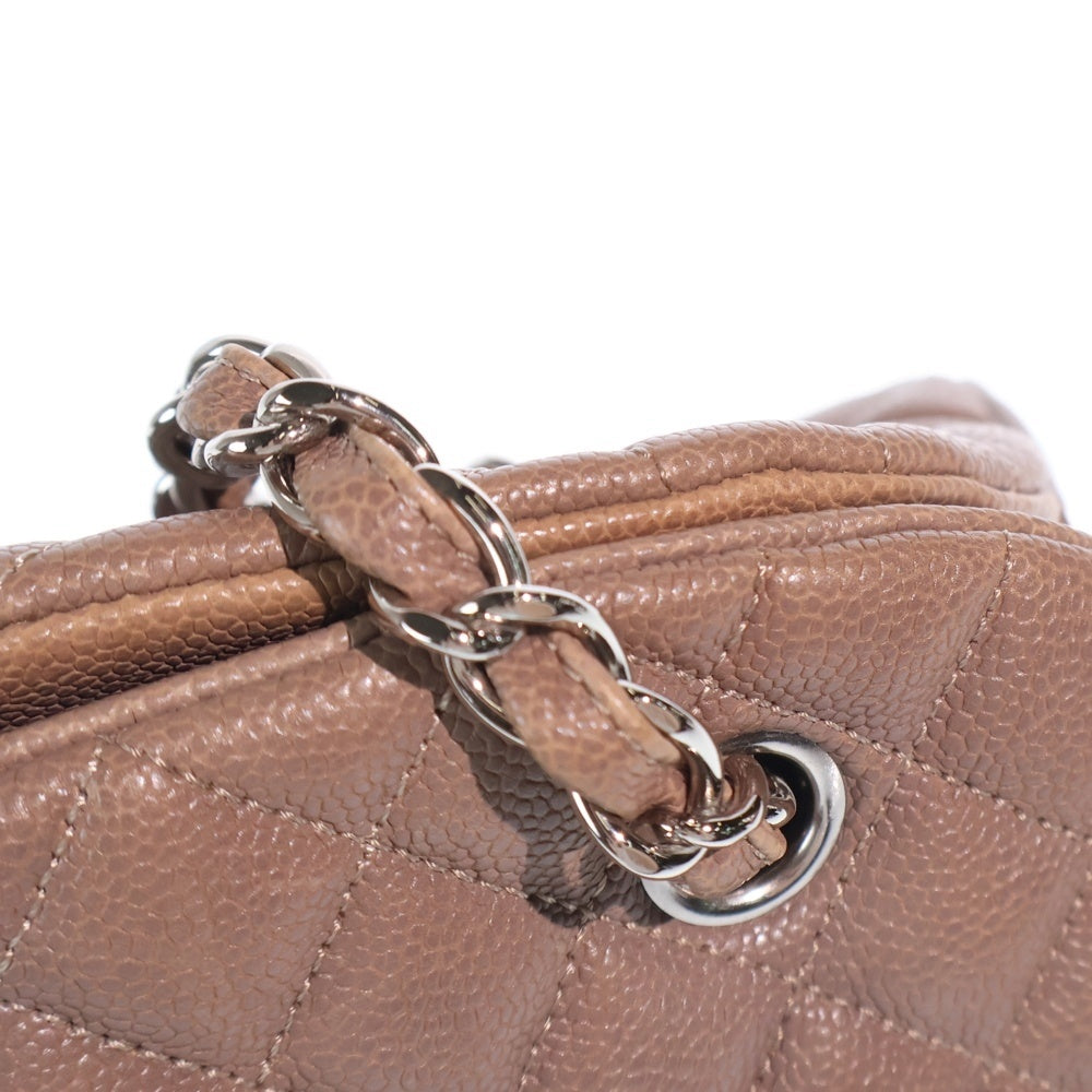 CHANEL(シャネル) マドモアゼル マトラッセ ボーリング キャビアスキン レザー チェーン ハンドバッグ シルバー金具 ベージュ 14番台 レディース