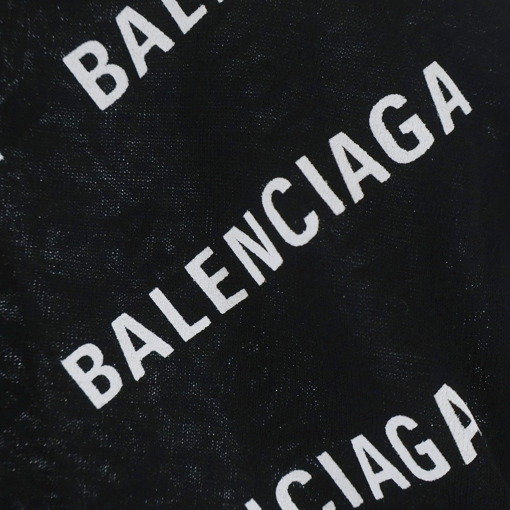 BALENCIAGA(バレンシアガ) オールオーバーロゴ 総柄プリント コットンニット トップス ブラック レディース 695458