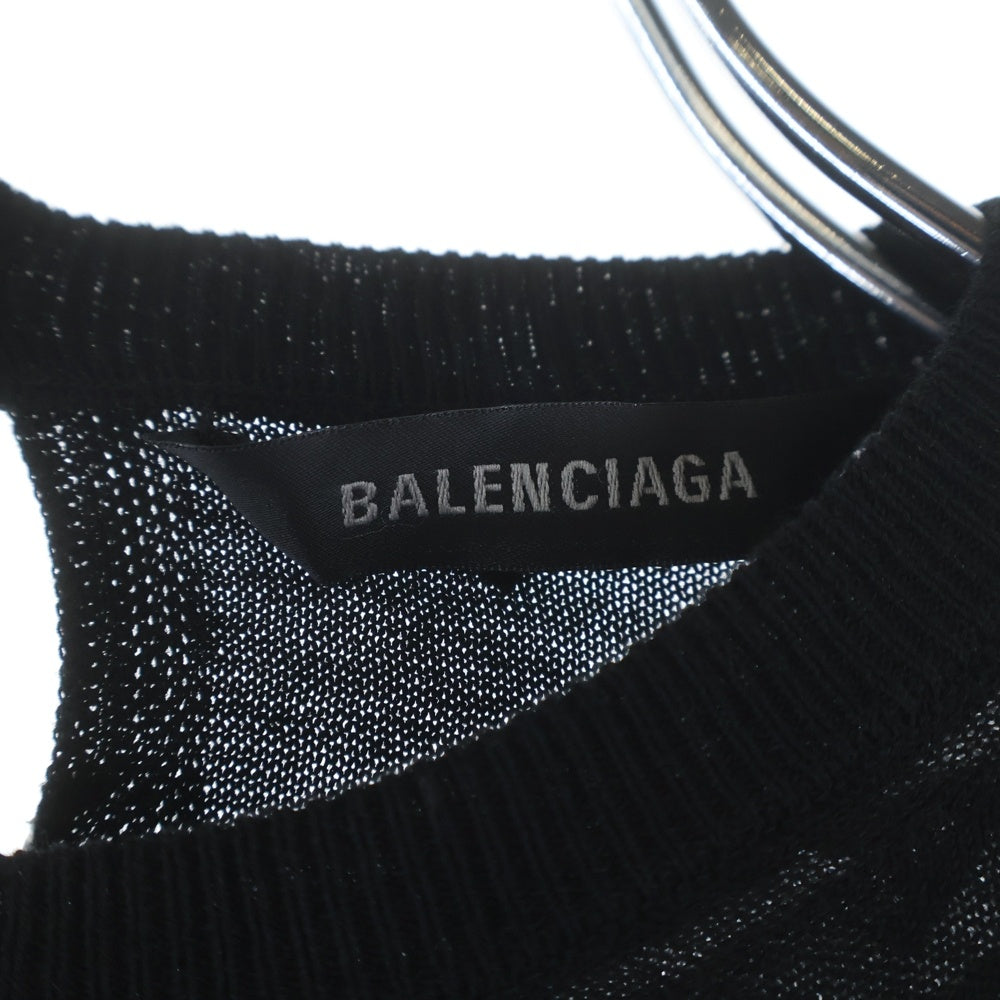 BALENCIAGA(バレンシアガ) オールオーバーロゴ 総柄プリント コットンニット トップス ブラック レディース 695458