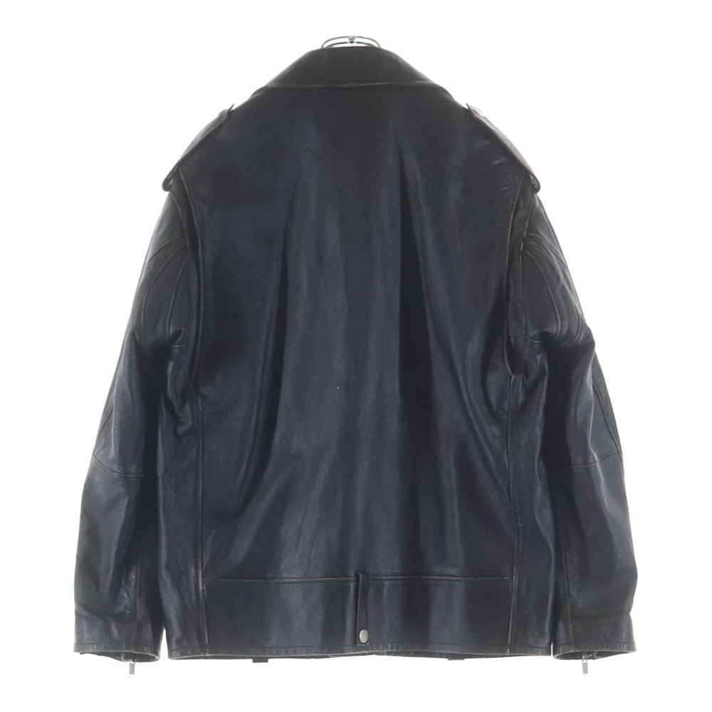 SAINT LAURENT PARIS(サンローランパリ) ユーズド加工 ラムレザー ダブル ライダースジャケット ブラック 500974 レディース