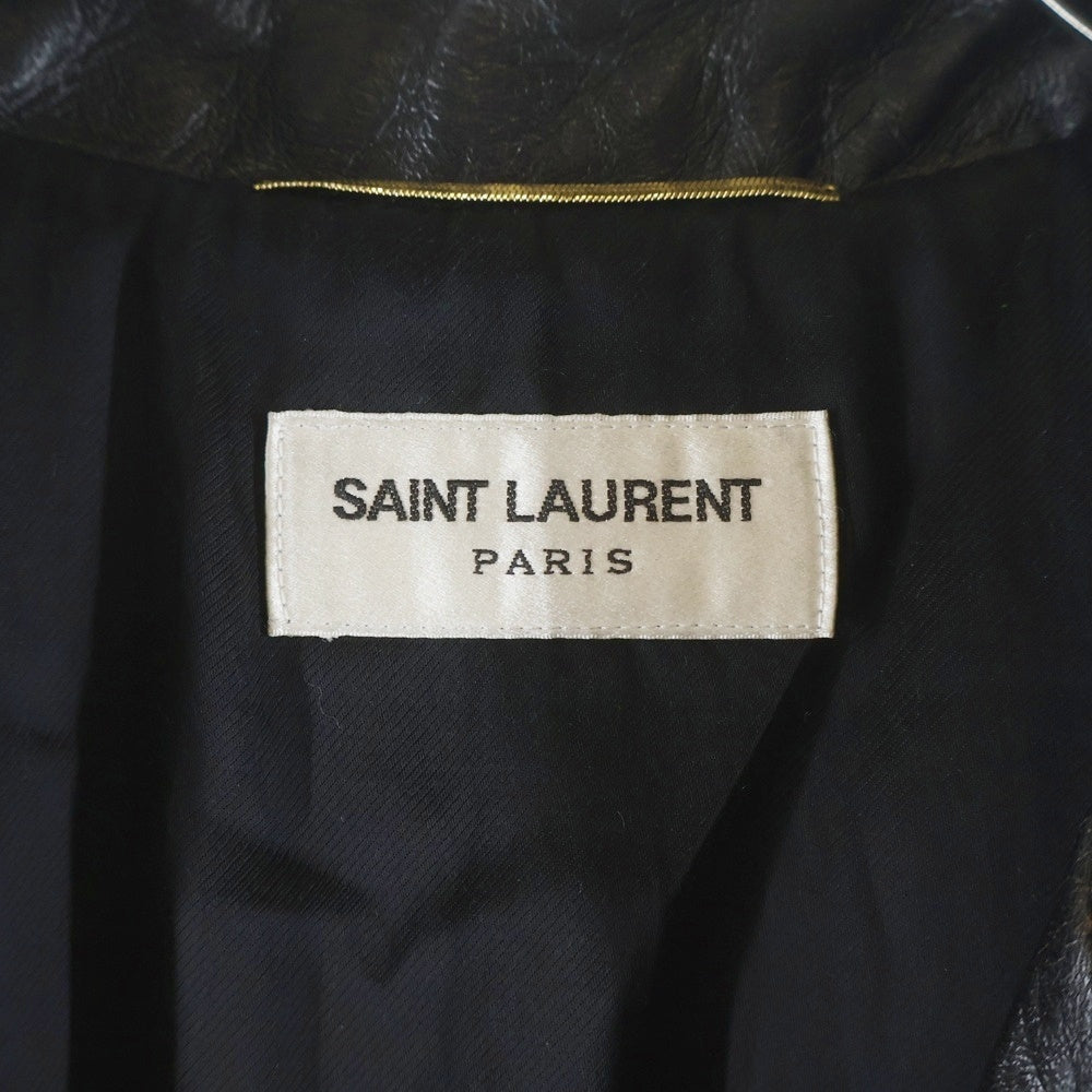 SAINT LAURENT PARIS(サンローランパリ) ユーズド加工 ラムレザー ダブル ライダースジャケット ブラック 500974 レディース