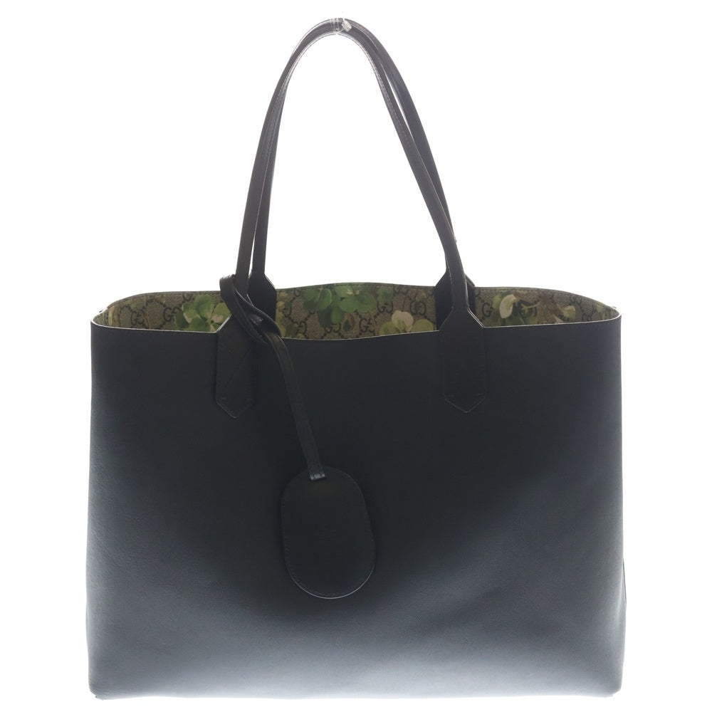 GUCCI(グッチ) グッチ GGスプリーム リバーシブル ハンドバッグ トートバッグ ブラック×ベージュ×グリーン レザー×PVC 368568 レディース