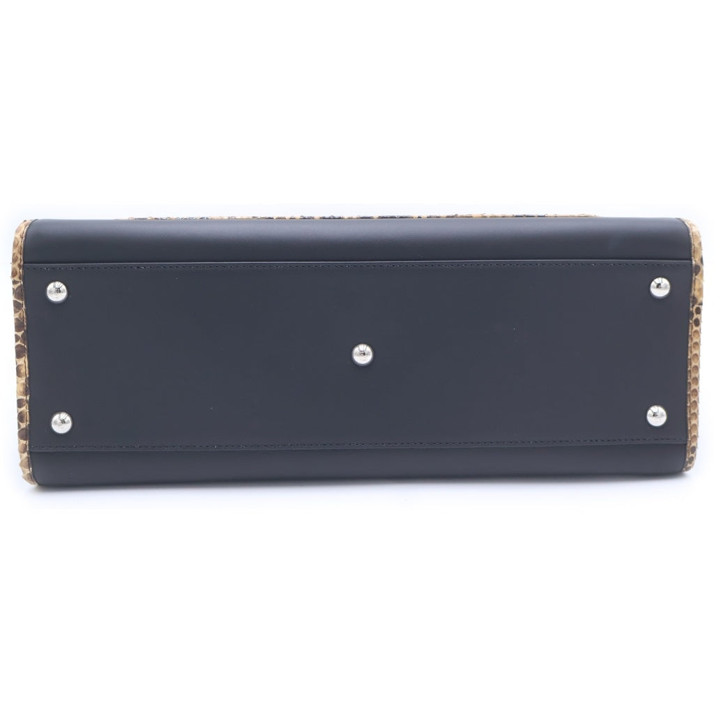 FENDI(フェンディ) フェンディ ラナウェイ 2WAYハンドバッグ ショルダーバッグ ブラック×レッド レザー×パイソン シルバー ゴールド金具 レディース
