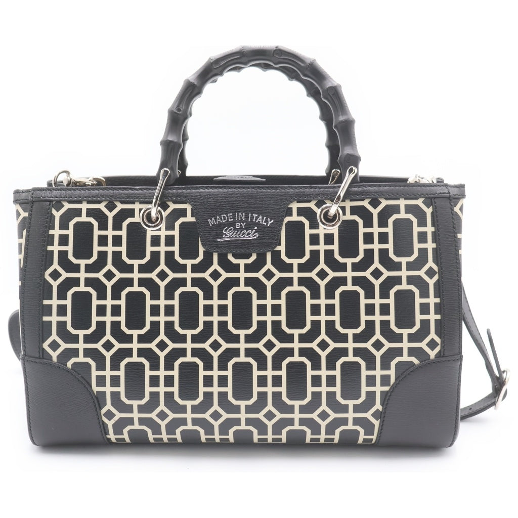 GUCCI(グッチ) グッチ バンブー ショッパー ミディアム 2WAYバッグ ショルダーバッグ ハンドバッグ ブラック レザー 323660 シルバー金具 レディース