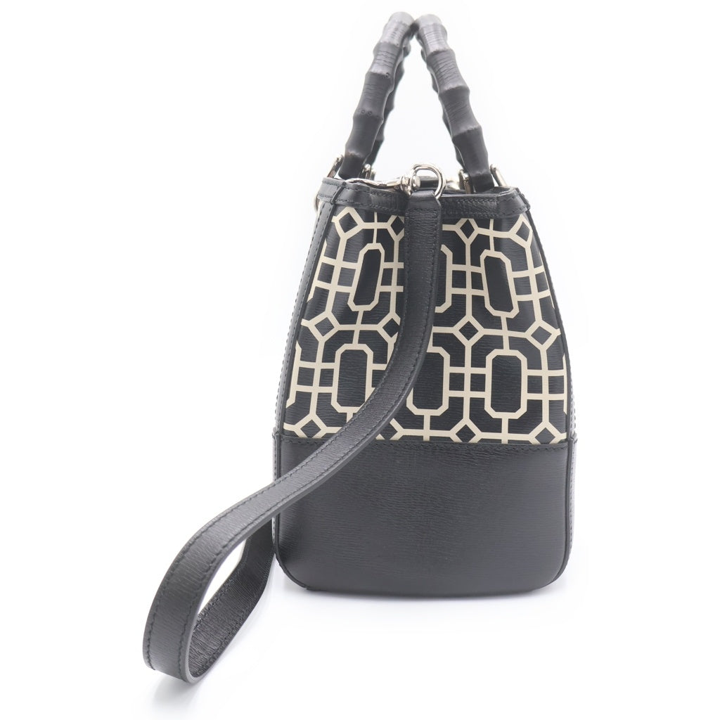 GUCCI(グッチ) グッチ バンブー ショッパー ミディアム 2WAYバッグ ショルダーバッグ ハンドバッグ ブラック レザー 323660 シルバー金具 レディース