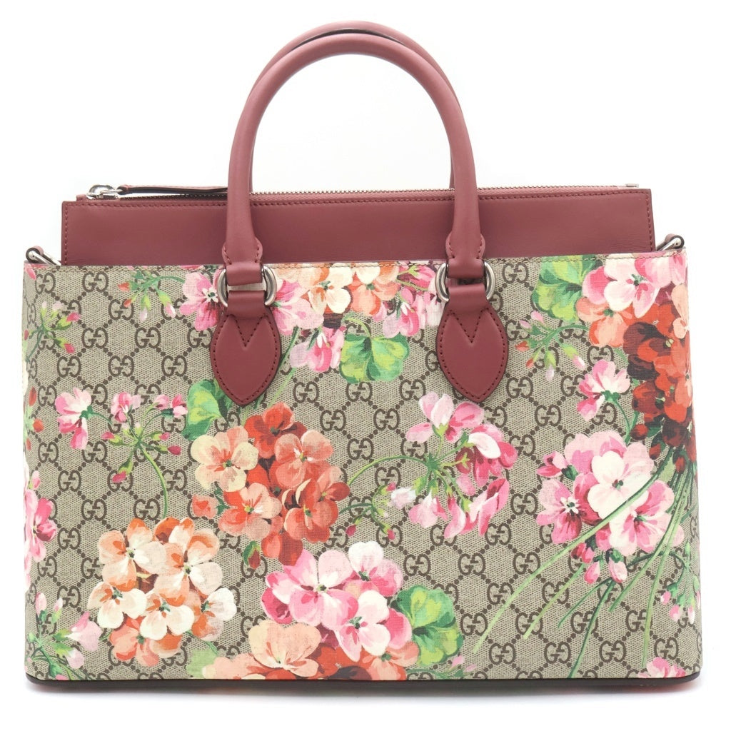 GUCCI(グッチ) グッチ GGブルームス ハンドバッグ 2WAY ショルダーバッグ ベージュ×ピンク レザー×PVC 409533 シルバー金具 レディース