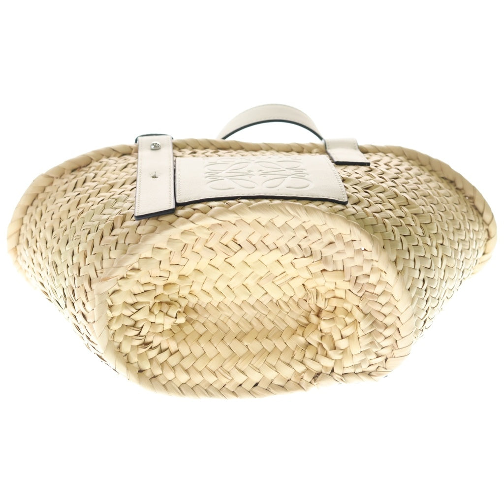 LOEWE(ロエベ) ロエベ アナグラム カゴバッグ ハンドバッグ スモール ベージュ×ホワイト レザー×ラフィア 412124 レディース