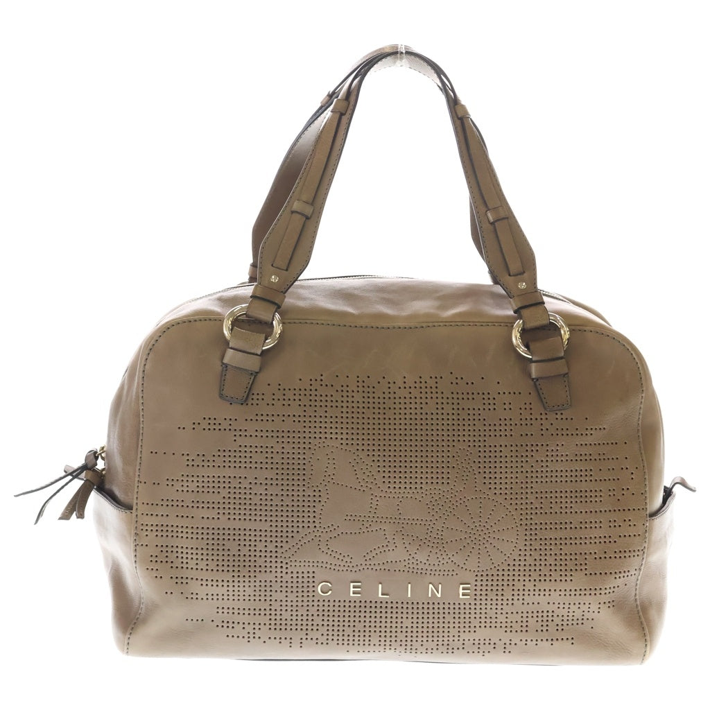 CELINE(セリーヌ) ブギーバッグ ハンドバッグ ボストンバッグ ベージュ ブラウン レザー ゴールド金具 レディース