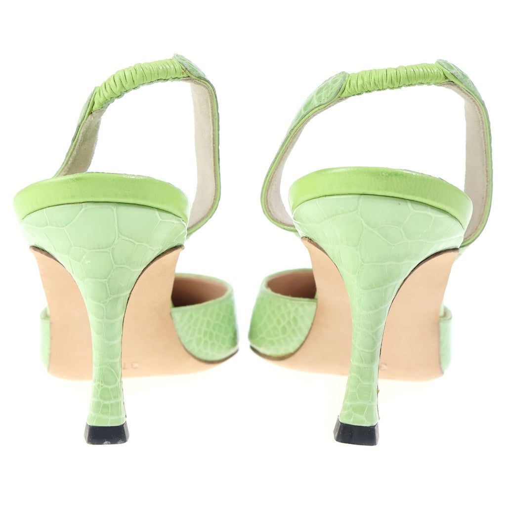 MANOLO BLAHNIK(マノロブラニク) マノロブラニク ヒールパンプス 型押しクロコ イエローグリーン 37.5 レディース