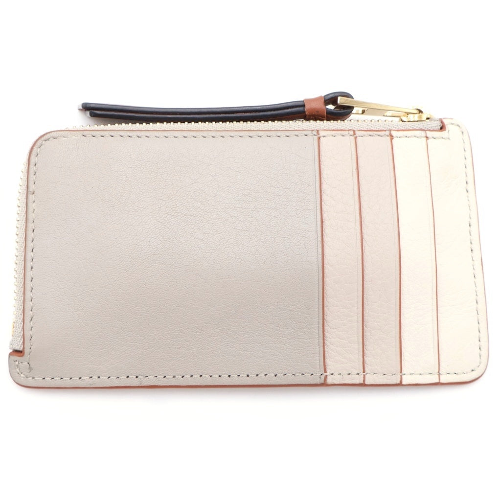 LOEWE(ロエベ) ロエベ パズル コイン カードケース コインケース 小物入れ アイボリー×ブラウン レザー ゴールド金具 レディース