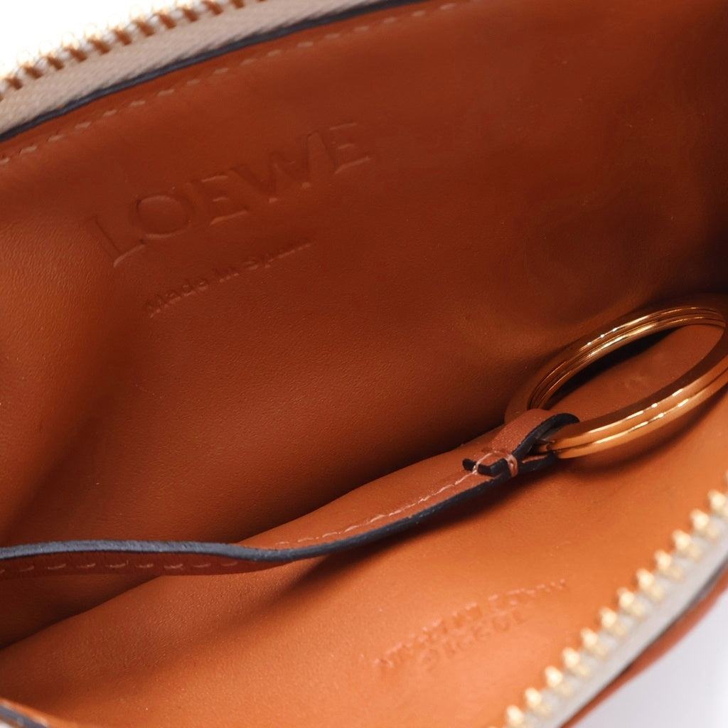 LOEWE(ロエベ) ロエベ パズル コイン カードケース コインケース 小物入れ アイボリー×ブラウン レザー ゴールド金具 レディース