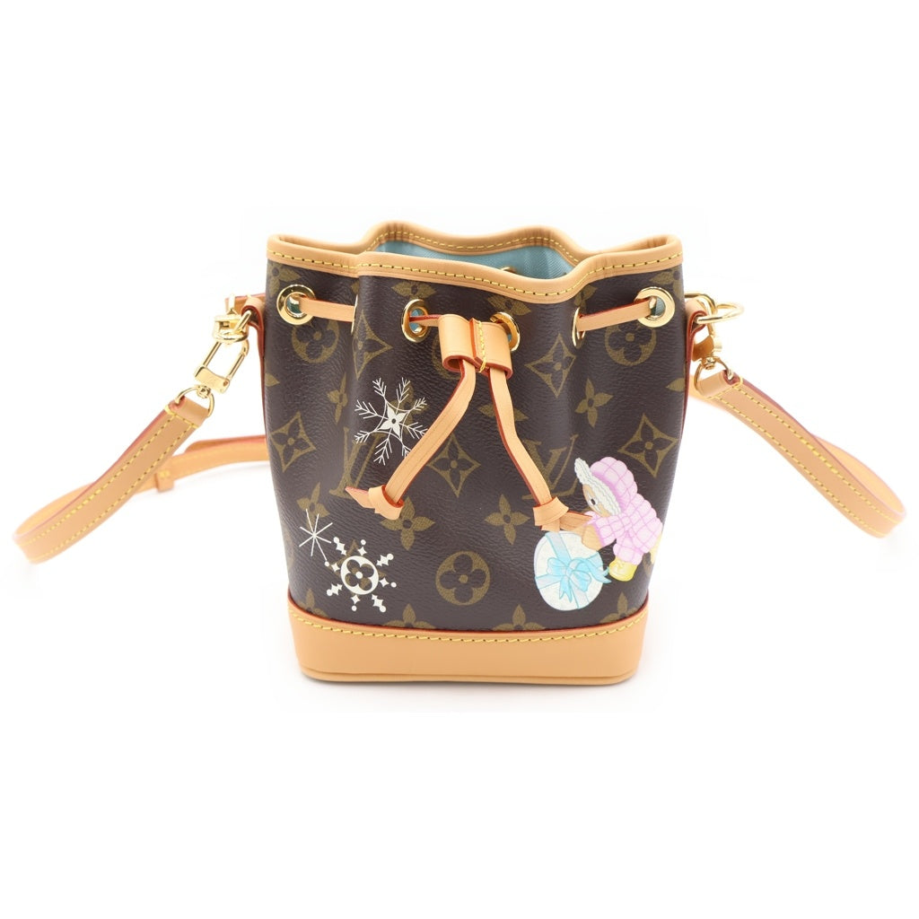 LOUIS VUITTON(ルイヴィトン) モノグラム ヴィヴィエンヌホリデー ナノノエ ショルダーバッグ ミニバッグ ブラウン レザー×PVC M12221 ゴールド金具 レディース