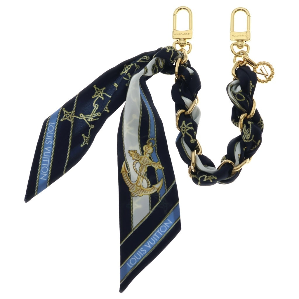 LOUIS VUITTON(ルイヴィトン) バッグチャーム・ノーティカル ブルー キーホルダー ネイビー シルク M01812 ゴールド金具 レディース