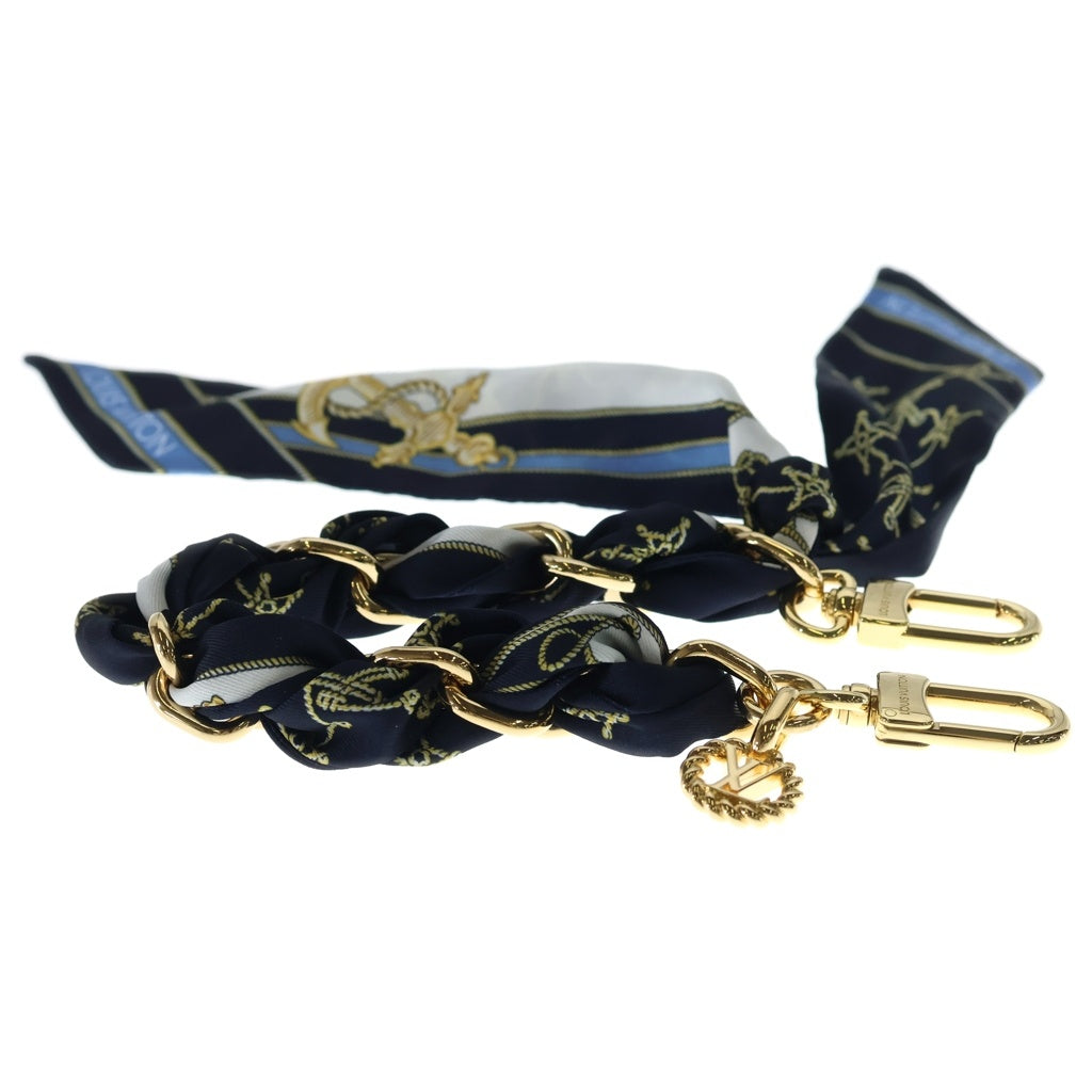 LOUIS VUITTON(ルイヴィトン) バッグチャーム・ノーティカル ブルー キーホルダー ネイビー シルク M01812 ゴールド金具 レディース