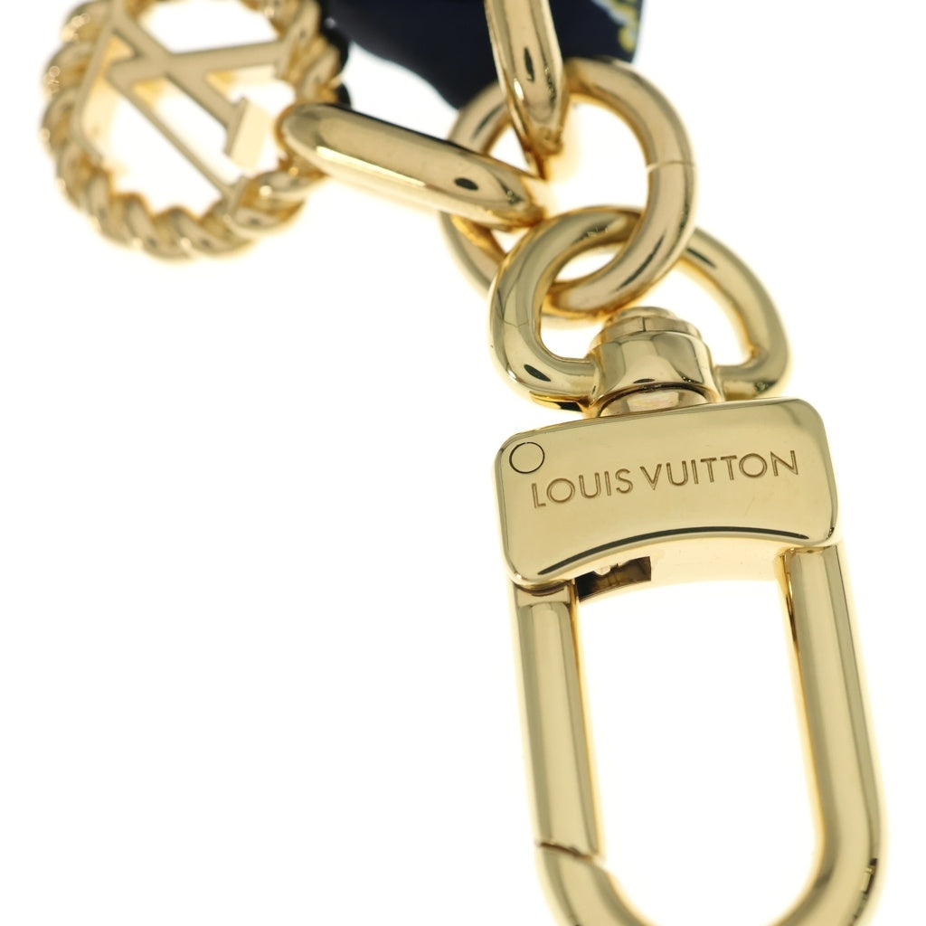 LOUIS VUITTON(ルイヴィトン) バッグチャーム・ノーティカル ブルー キーホルダー ネイビー シルク M01812 ゴールド金具 レディース
