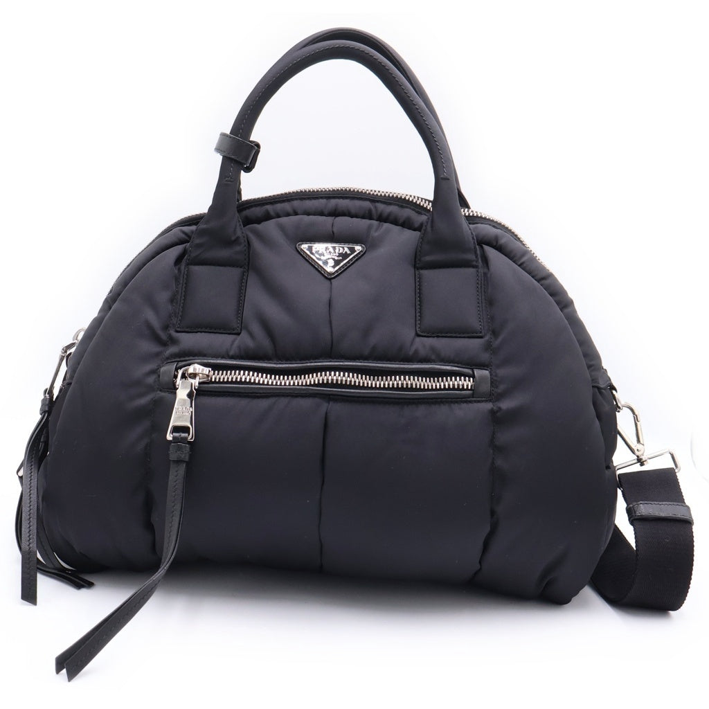 PRADA(プラダ) ボンバー テスート 2WAY ハンドバッグ ショルダーバッグ ブラック ナイロン BL0881 シルバー金具 レディース