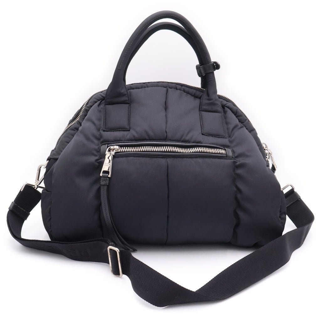 PRADA(プラダ) ボンバー テスート 2WAY ハンドバッグ ショルダーバッグ ブラック ナイロン BL0881 シルバー金具 レディース