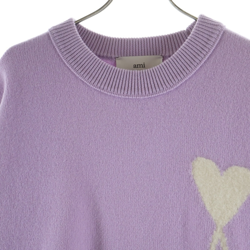 ami paris(アミパリス) クルーネック ウール セーターRN/CA パープル UKS090.KN0090 レディース