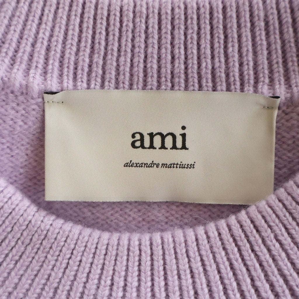 ami paris(アミパリス) クルーネック ウール セーターRN/CA パープル UKS090.KN0090 レディース