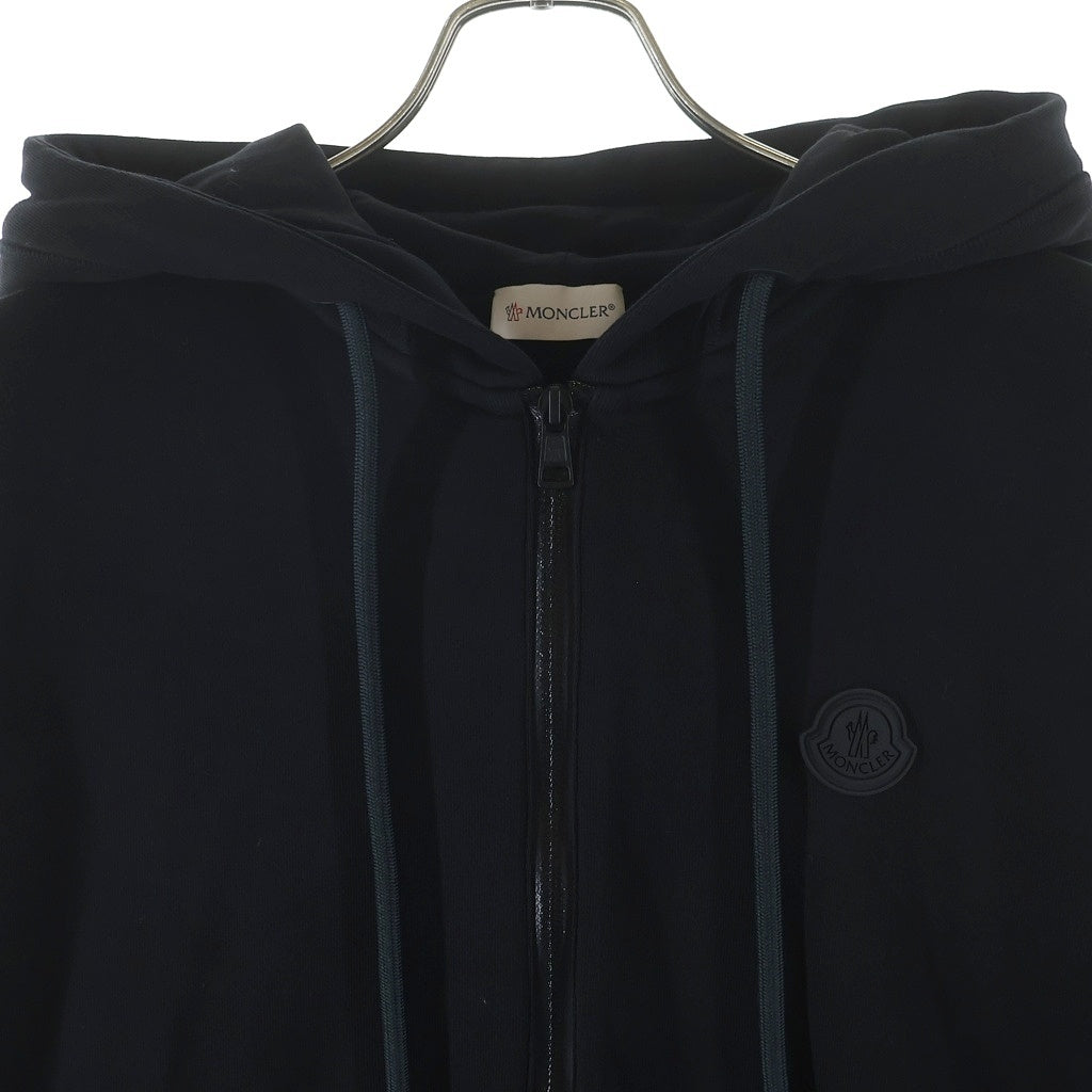 MONCLER(モンクレール) 19AW ラバーワッペンロゴ サイド切り替え ジップアップ スウェットパーカー フーディー ブラック E20918429050 8098U