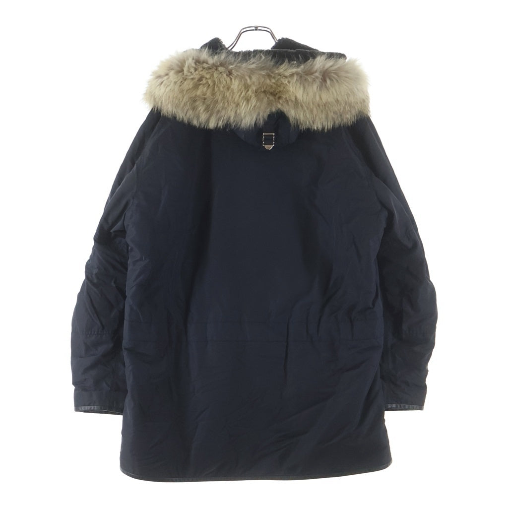 LOUIS VUITTON(ルイヴィトン) レザー切り替え ナイロン ファーフーデッド ジップアップ 中綿 コート ブラック RM102M MRCO41PHN