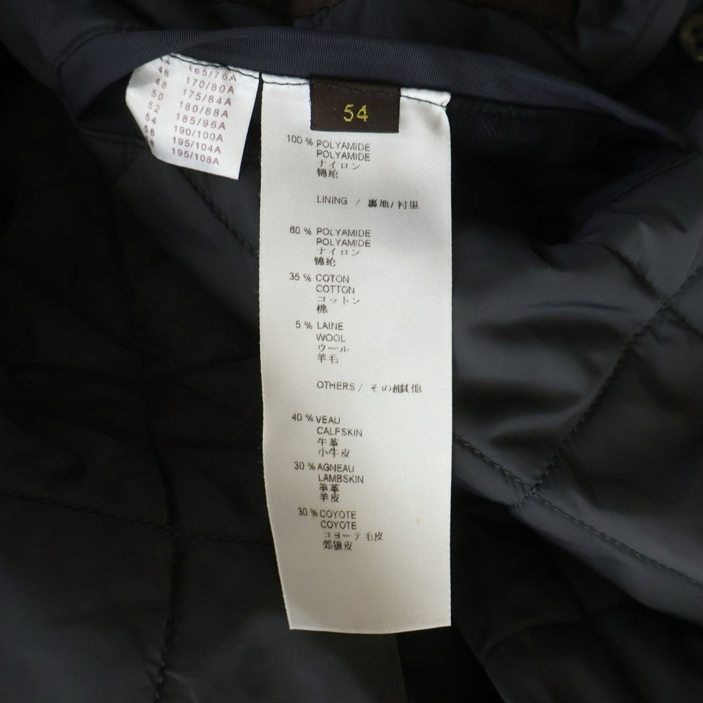 LOUIS VUITTON(ルイヴィトン) レザー切り替え ナイロン ファーフーデッド ジップアップ 中綿 コート ブラック RM102M MRCO41PHN