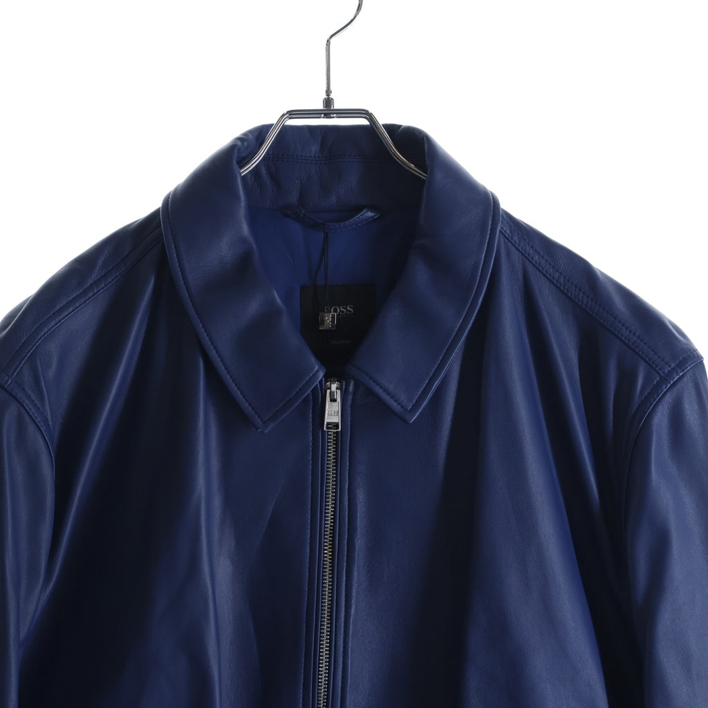 HUGO BOSS(ヒューゴボス) レザー ジップアップ ジャケット ブルー