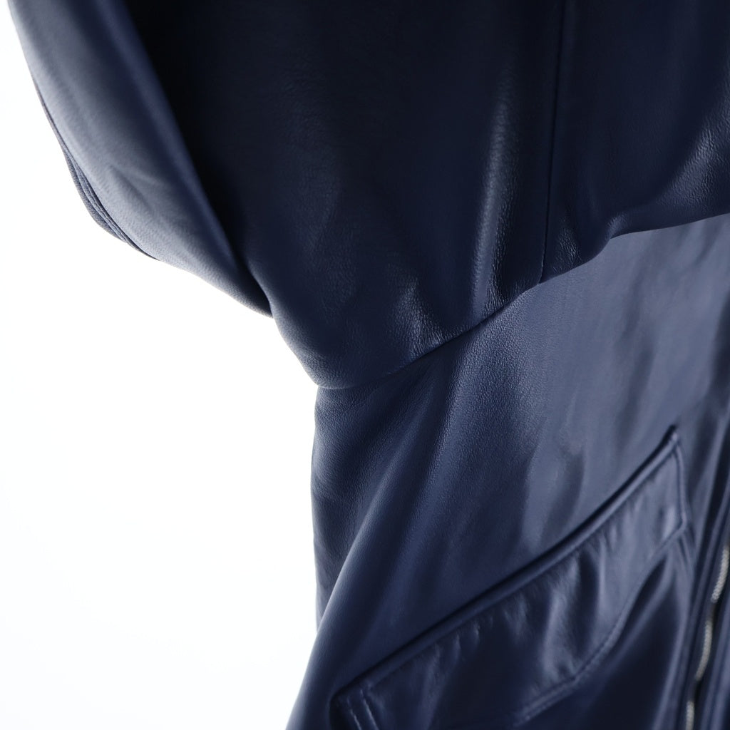 HUGO BOSS(ヒューゴボス) レザー ジップアップ ジャケット ブルー
