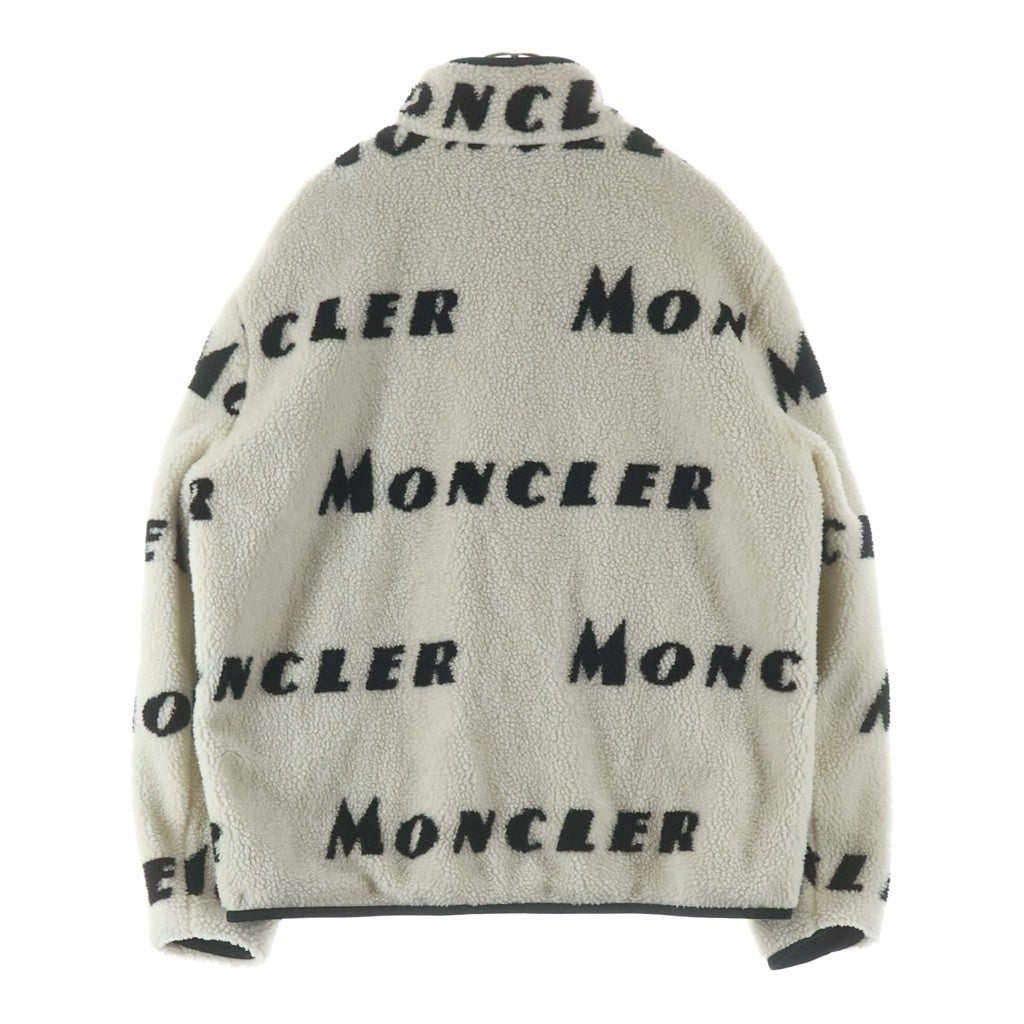 MONCLER(モンクレール) ラバーワッペンロゴ リバーシブル ナイロン ボアフリース ジップアップ ジャケット ブラック/ホワイト F20918G77000 899AJ