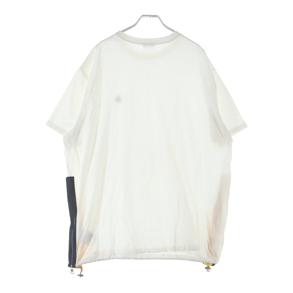 MONCLER(モンクレール) 20SS ワッペンロゴ サイドジップ ドローコード クルーネック 半袖Tシャツ ホワイト F10918C71400 8390Y