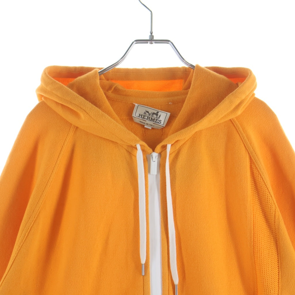 HERMES(エルメス) カシミヤ混 コットンニット ジップアップ パーカー オレンジ