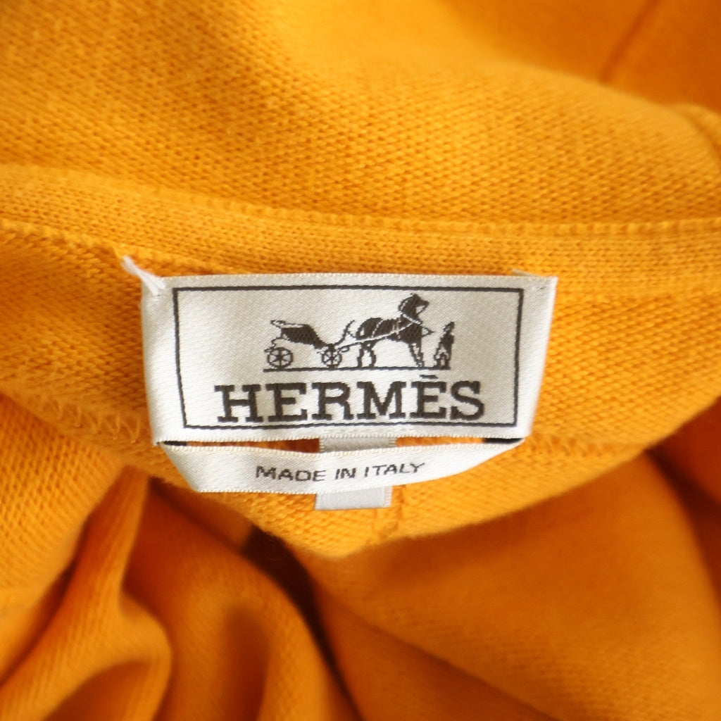HERMES(エルメス) カシミヤ混 コットンニット ジップアップ パーカー オレンジ