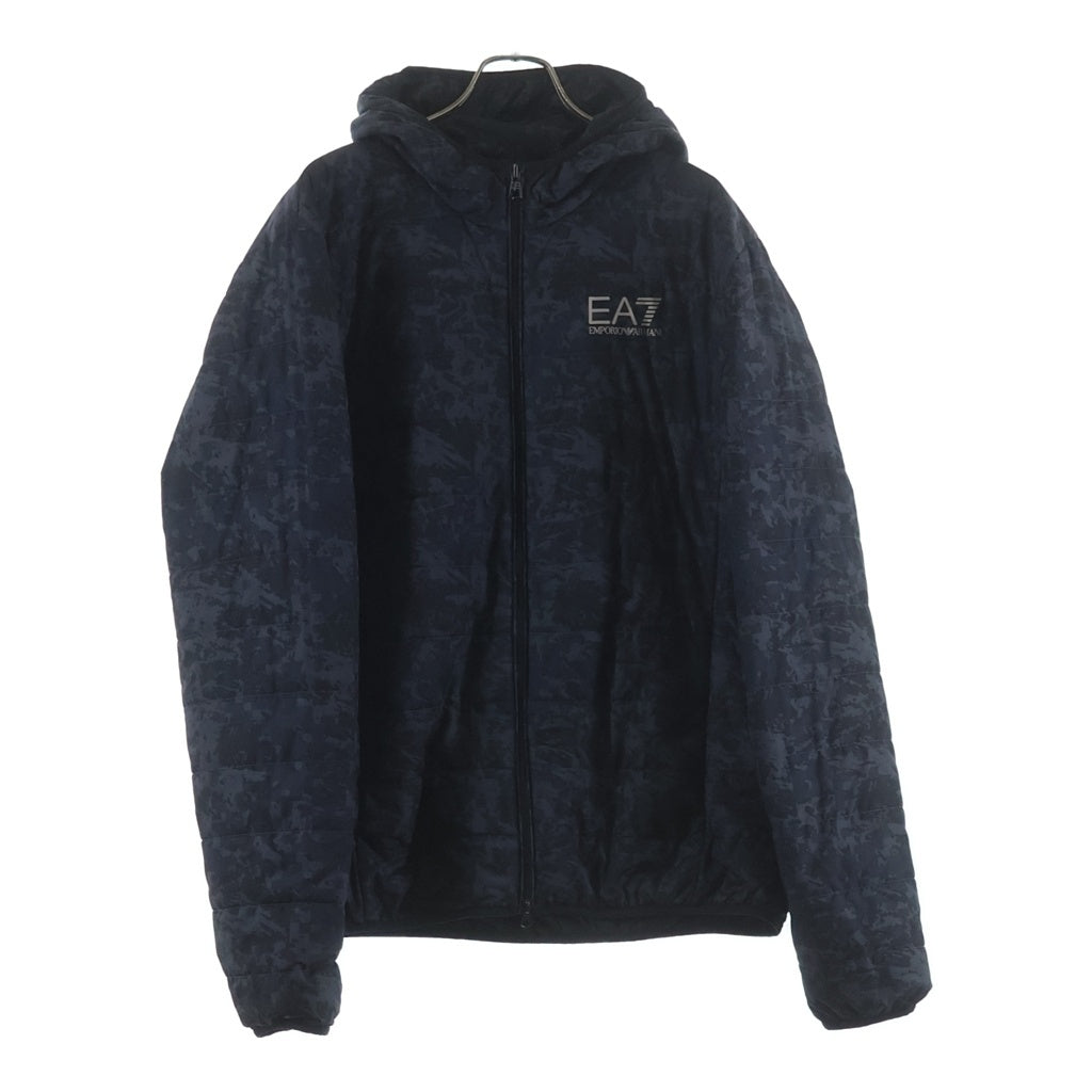 EMPORIO ARMANI(エンポリオアルマーニ) ロゴプリント 総柄プリント フーデッド ジップアップ 中綿ジャケット グレー 6ZPB62