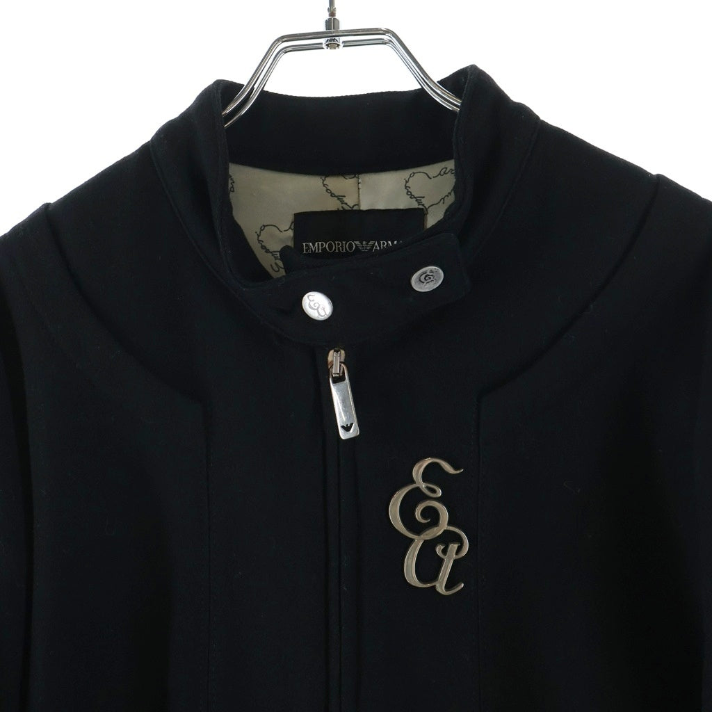 EMPORIO ARMANI(エンポリオアルマーニ) EAロゴピンズ付き ウール ジップアップ ジャケット ブルゾン ブラック EJPN20627399