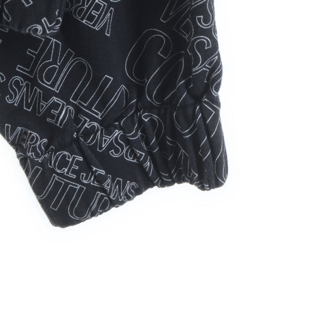 VERSACE COLLECTION(ヴェルサーチコレクション) ロゴ総柄 ジップアップ スウェットパーカー フーディー ブラック
