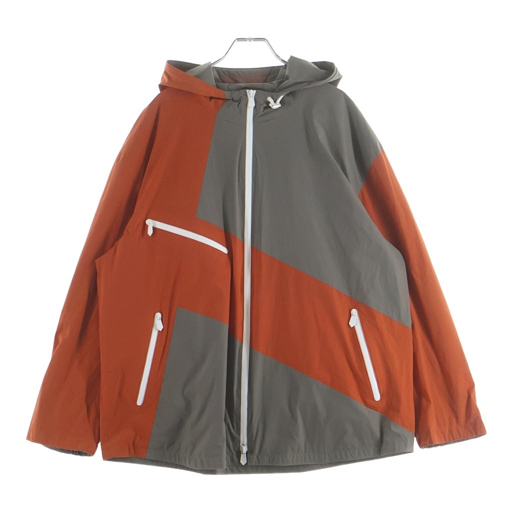 HERMES(エルメス) バイカラー ナイロン フーデッド ジップアップ ジャケット パーカー オレンジ/ベージュ