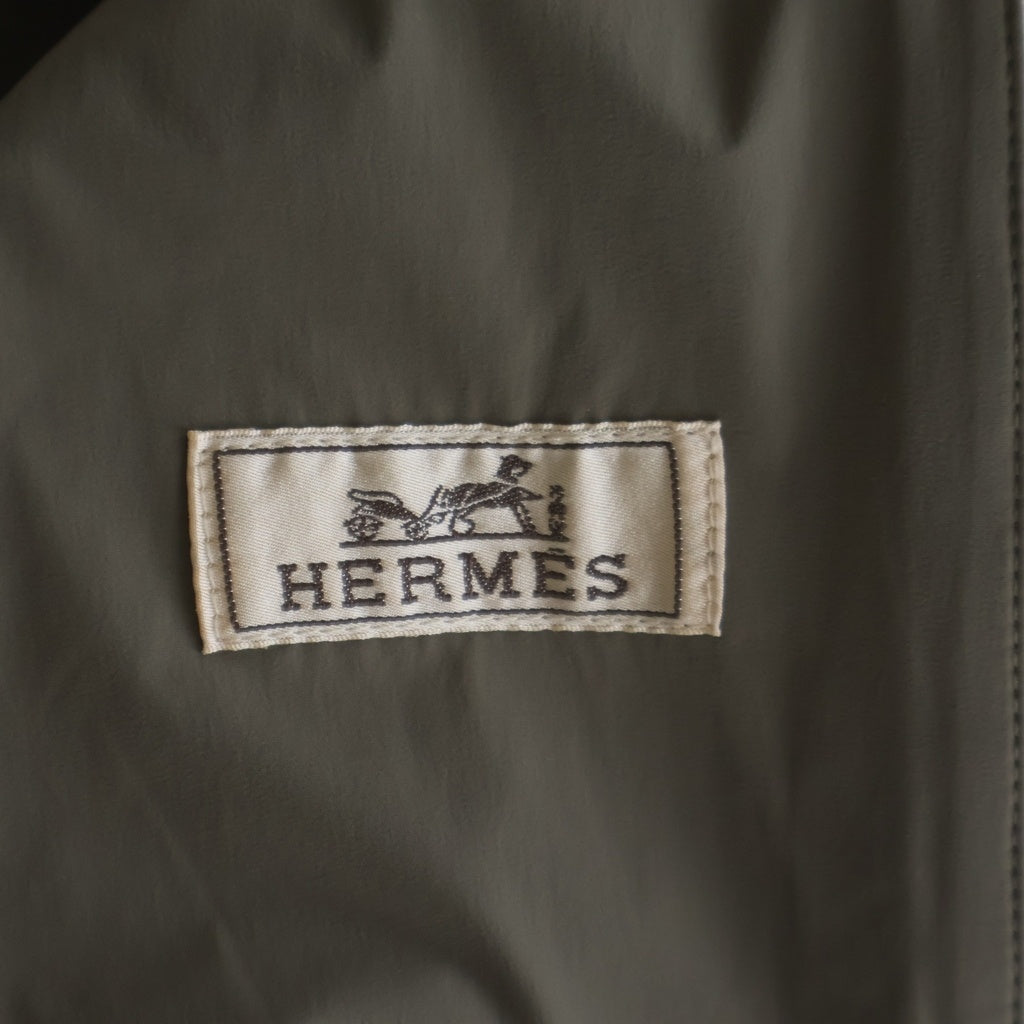 HERMES(エルメス) バイカラー ナイロン フーデッド ジップアップ ジャケット パーカー オレンジ/ベージュ