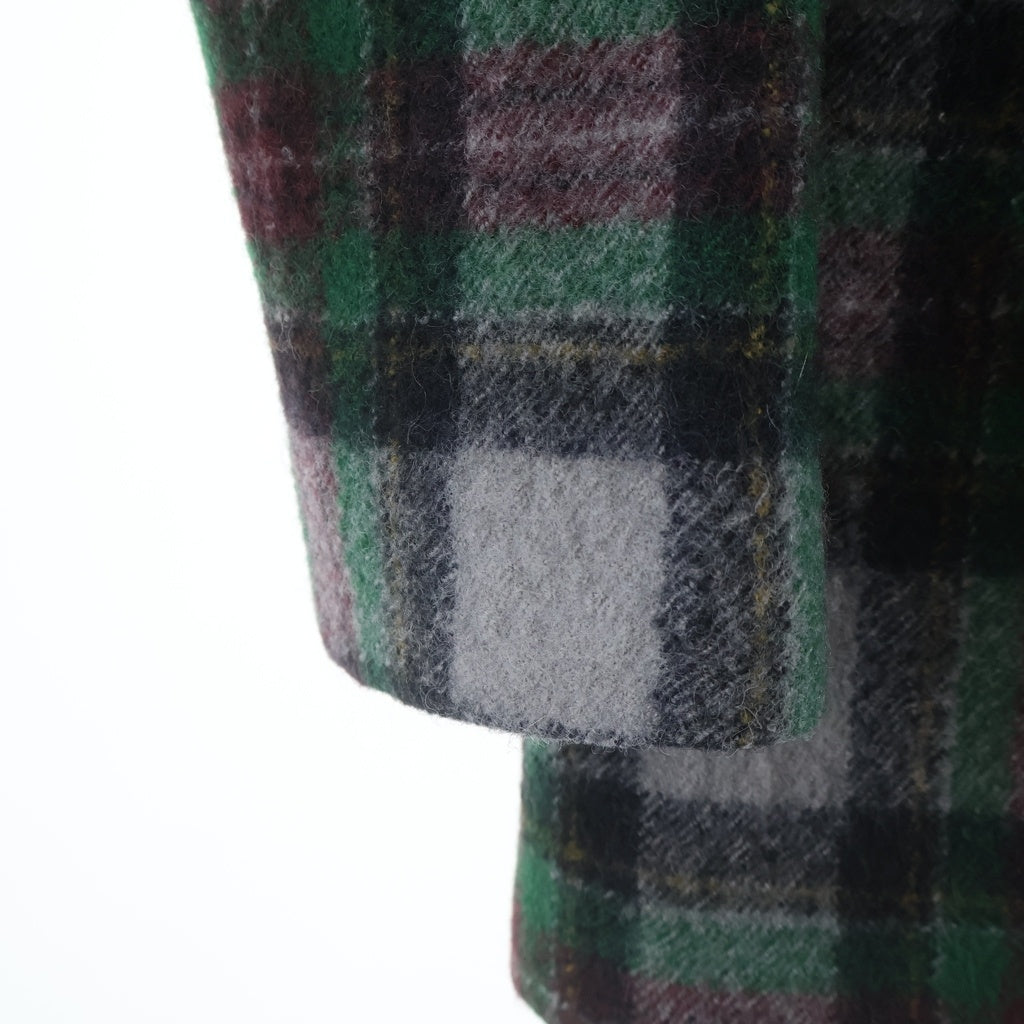 BOTTEGA VENETA(ボッテガヴェネタ) チェック総柄 ウール ピークドラペル ダブルブレスト チェスターコート グレー/グリーン