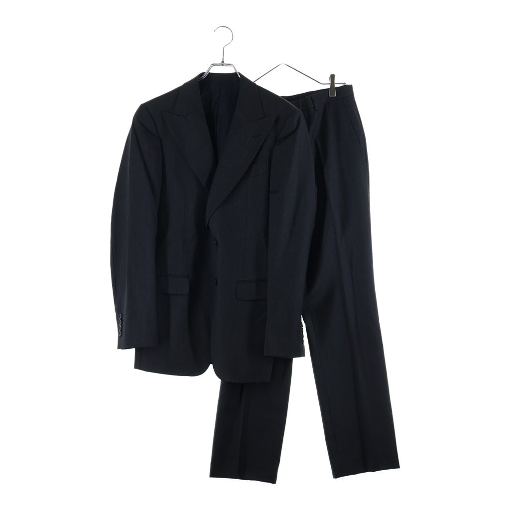 GUCCI(グッチ) セットアップスーツ ウール ピークドラペル 2B テーラードジャケット ノータック スラックスパンツ グレー 166367