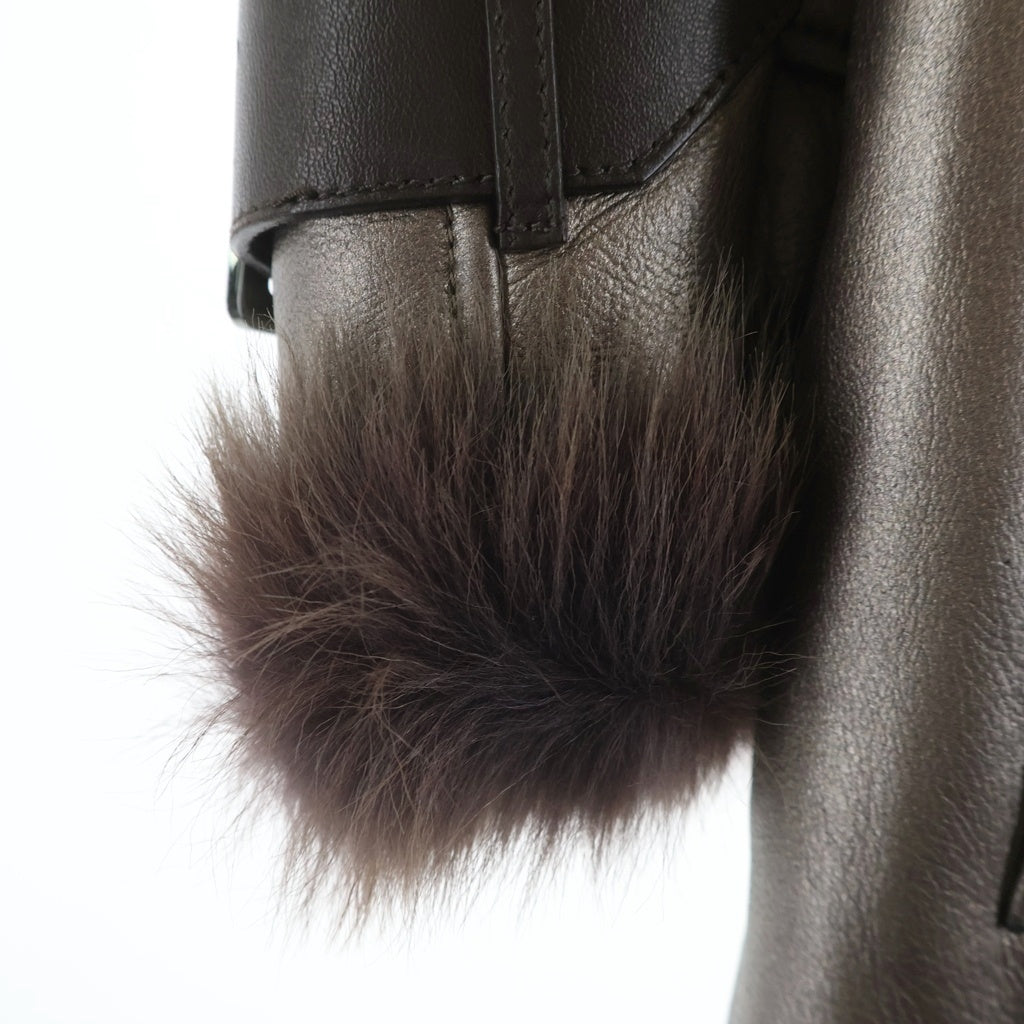 FERRAGAMO(フェラガモ) メタリックレザー ファーライニング コート ブロンズ レディース