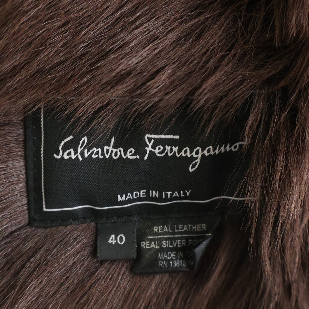 FERRAGAMO(フェラガモ) メタリックレザー ファーライニング コート ブロンズ レディース