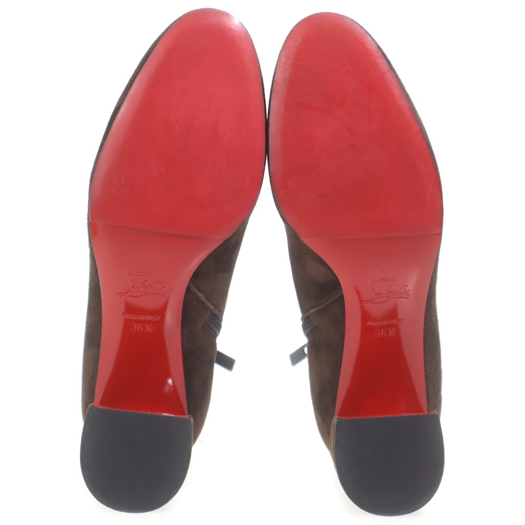 CHRISTIAN LOUBOUTIN(クリスチャンルブタン) スエードレザー ヒール サイドジップ ショートブーツ シューズ ブラウン レディース 1200238