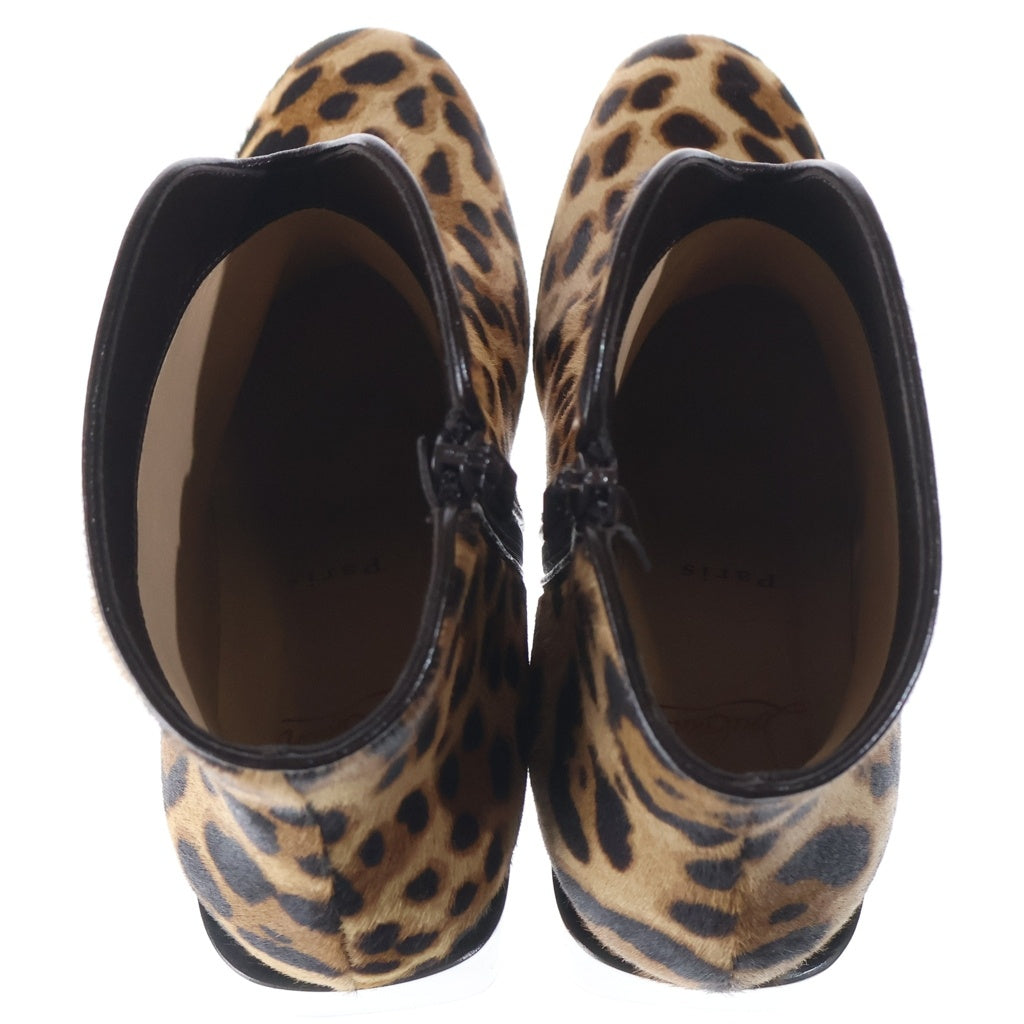 CHRISTIAN LOUBOUTIN(クリスチャンルブタン) キャスタリカ85 ポニーレオパード ヒールブーツ ベージュ #37 1210755 レディース